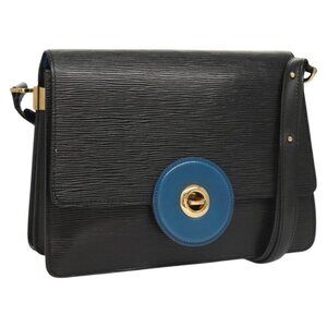 Authentic LOUIS VUITTON Epi Bicolor Free Run Shoulder Bag Black Blue M52415 LV
